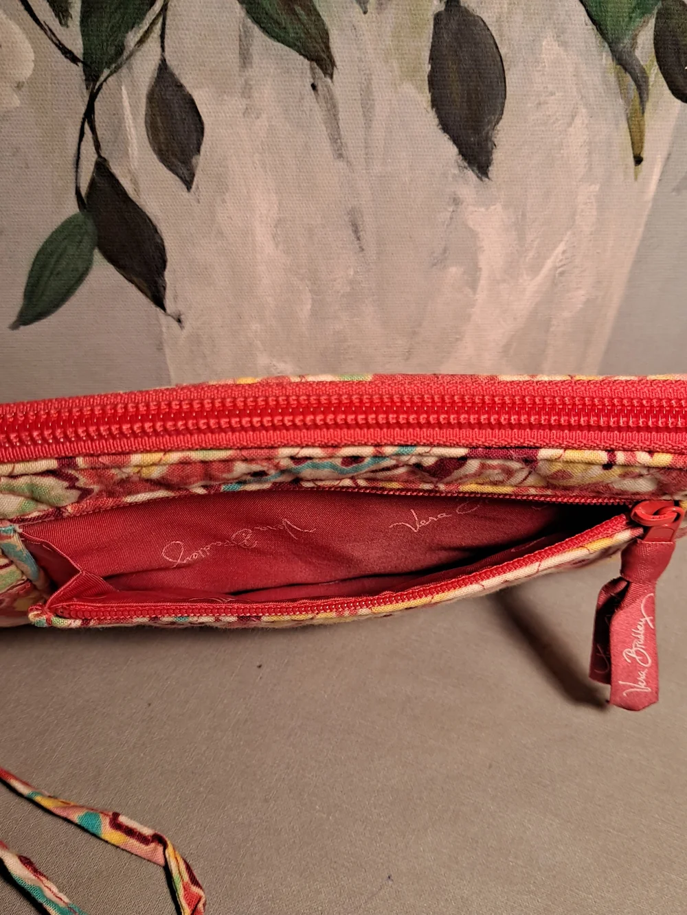 Vera Bradley Capri Melon Coral Pink Floral Quilt Wristlet Bifold Wallet Clutch